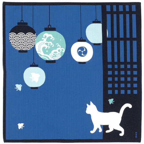絵小布　猫と夏提灯　コン