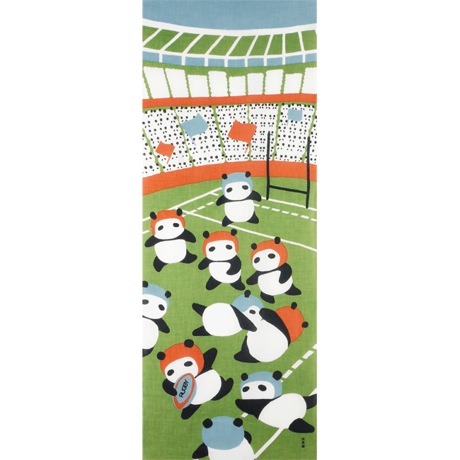 絵てぬぐい　ラグビーパンダ