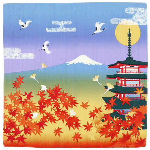 絵小布 紅葉 五重塔 富士山｜▽アイテム・用途で選ぶ,風呂敷,小