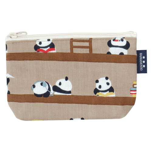 豆ポーチ　パンダの図書館