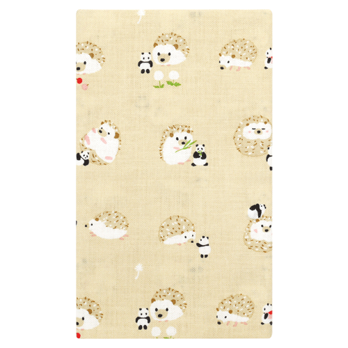 てぬぐい　ハリネズミと豆パンダ　ベージュ