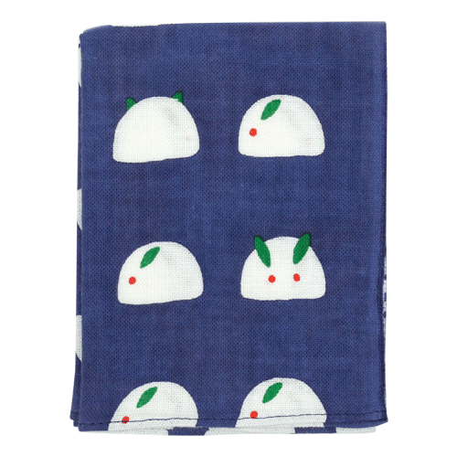 てぬぐいのはんかち　雪うさぎならべ