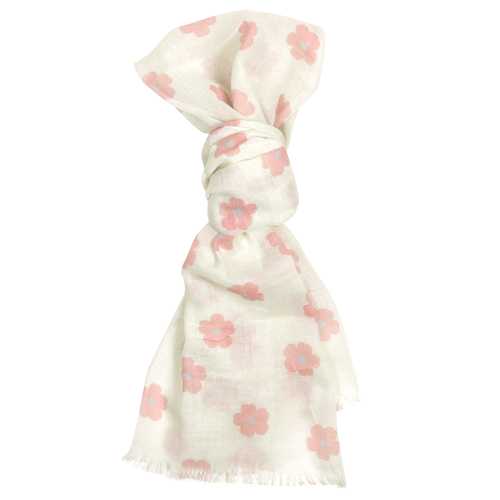 綿ストール　可愛い桜紋　オフ