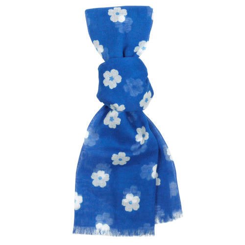 綿ストール　可愛い桜紋　ブルー