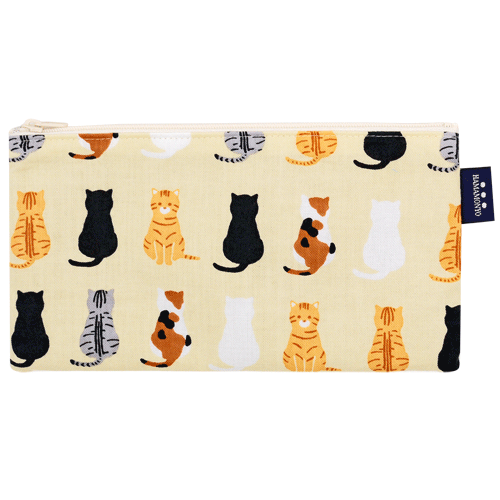 フラットポーチ　おすわり猫ならべ