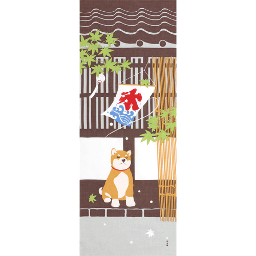 絵てぬぐい　涼み豆柴