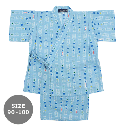 【在庫限りで終了】90-100サイズ　キッズ甚平　ラムネならべ