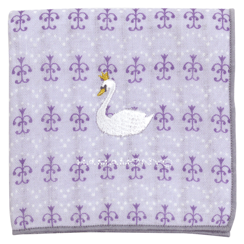 リバーシブルガーゼハンカチ　ロココとスワン