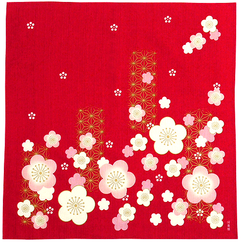 絵小布　麻の葉梅文様