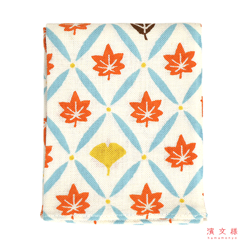 てぬぐいのはんかち　秋の葉小紋