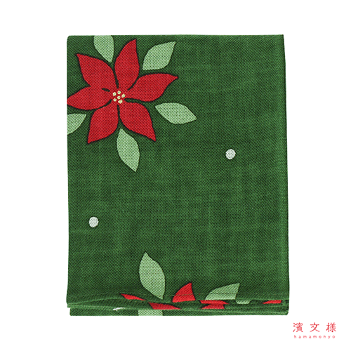 てぬぐいのはんかち　聖ポインセチア