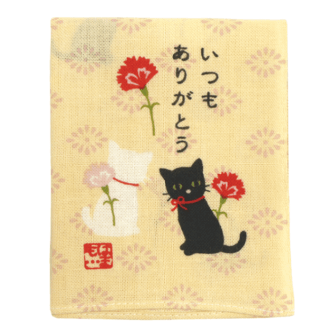 ひとことはんかち　いつもありがとう猫