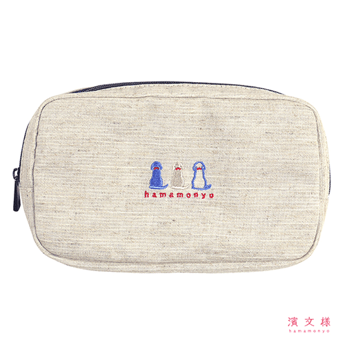 ナチュラルフリーポーチ　おすわりわんこ