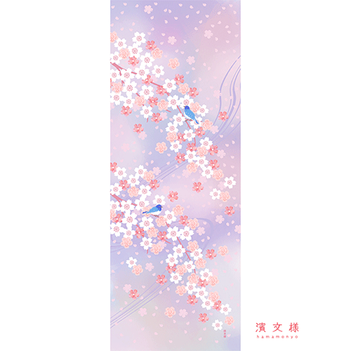 絵てぬぐい　こぼれ桜