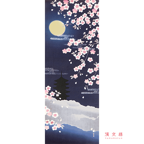 絵てぬぐい　月夜の桜
