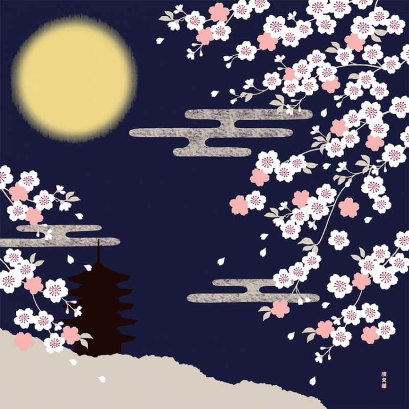 絵小布　月夜の桜