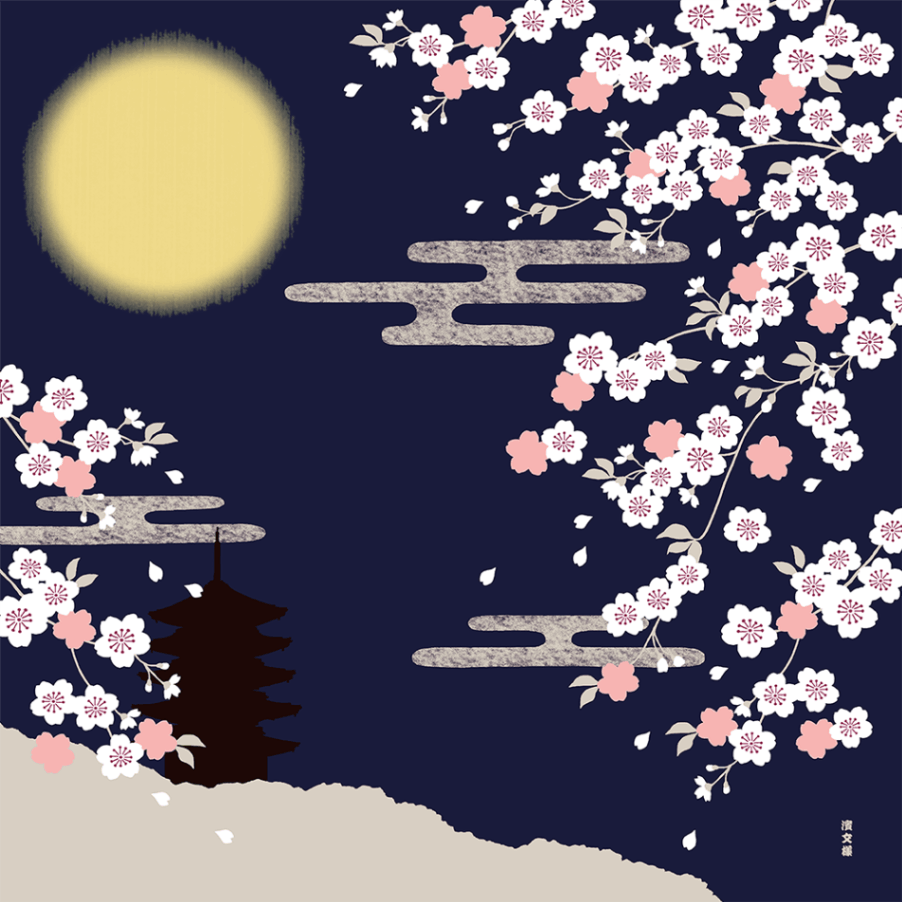 絵小布　月夜の桜