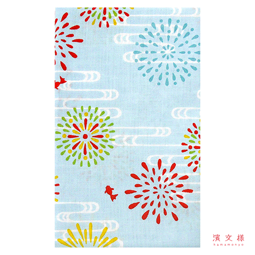 てぬぐい　花火玉に金魚