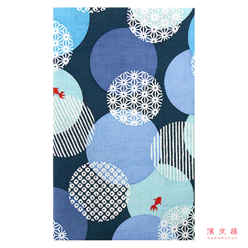 てぬぐい　金魚と小紋玉