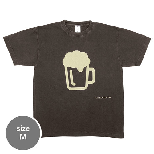 ピグメント染めTシャツM　ビール　ブラック