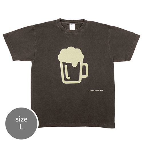 ピグメント染めTシャツL　ビール　ブラック