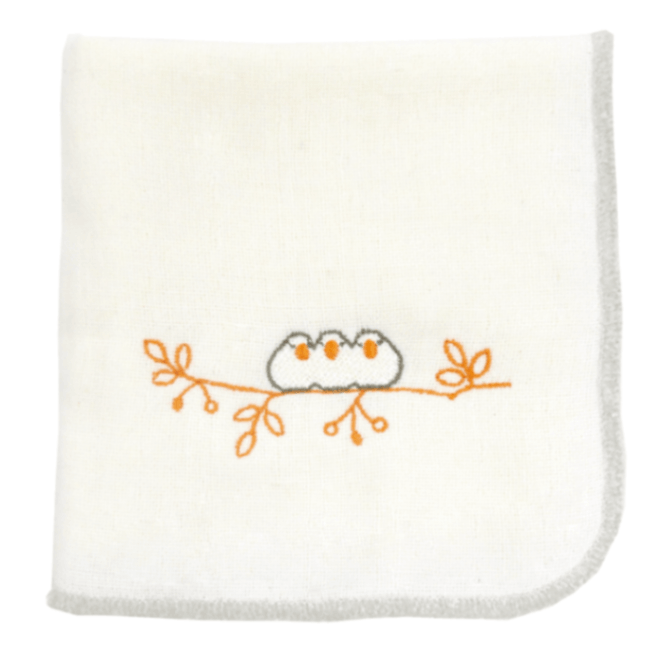 モール糸タオルハンカチ　おしくら文鳥