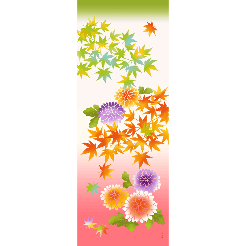 絵てぬぐい　乙女菊と紅葉