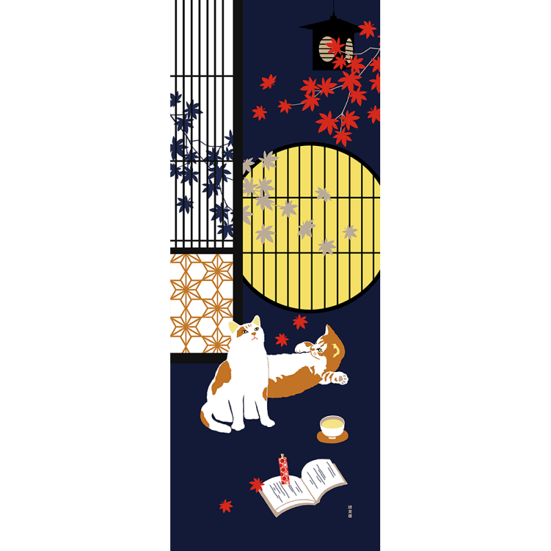 絵てぬぐい　秋の夜長