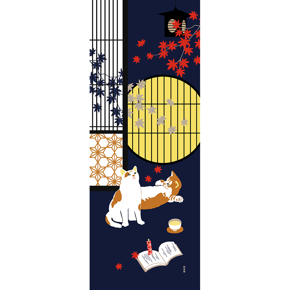 絵てぬぐい　秋の夜長