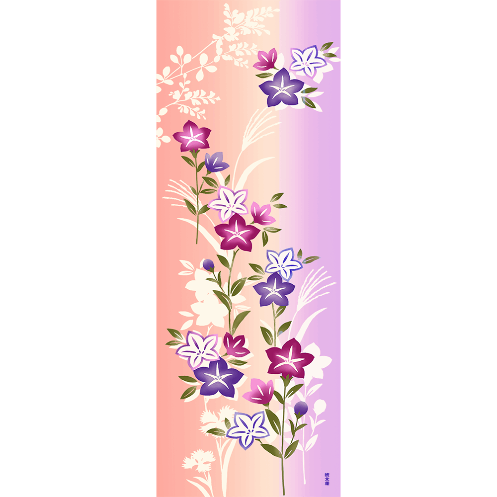 絵てぬぐい　ききょう姫景色