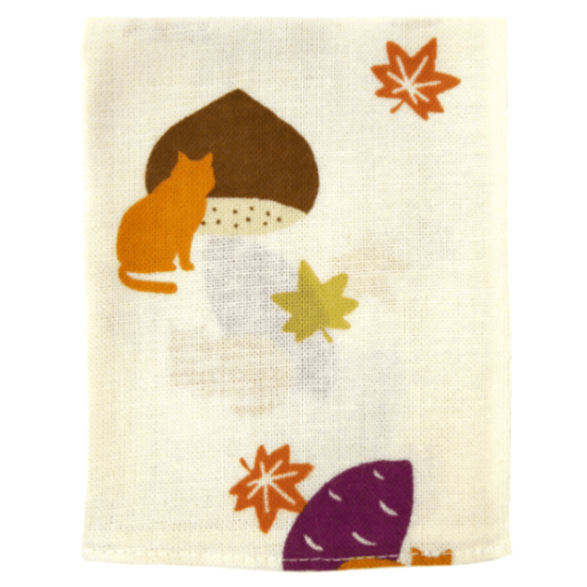 てぬぐいのはんかち　いもくり猫