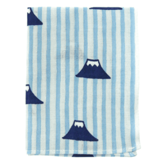 てぬぐいのはんかち　縦縞富士