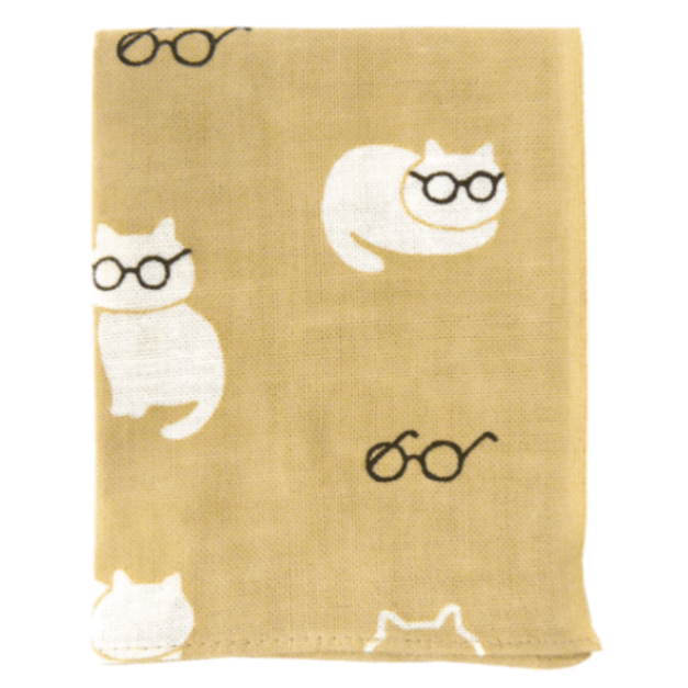 てぬぐいのはんかち　ねこめがね