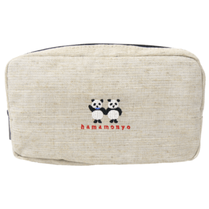 ナチュラルフリーポーチ　パッチワークパンダ