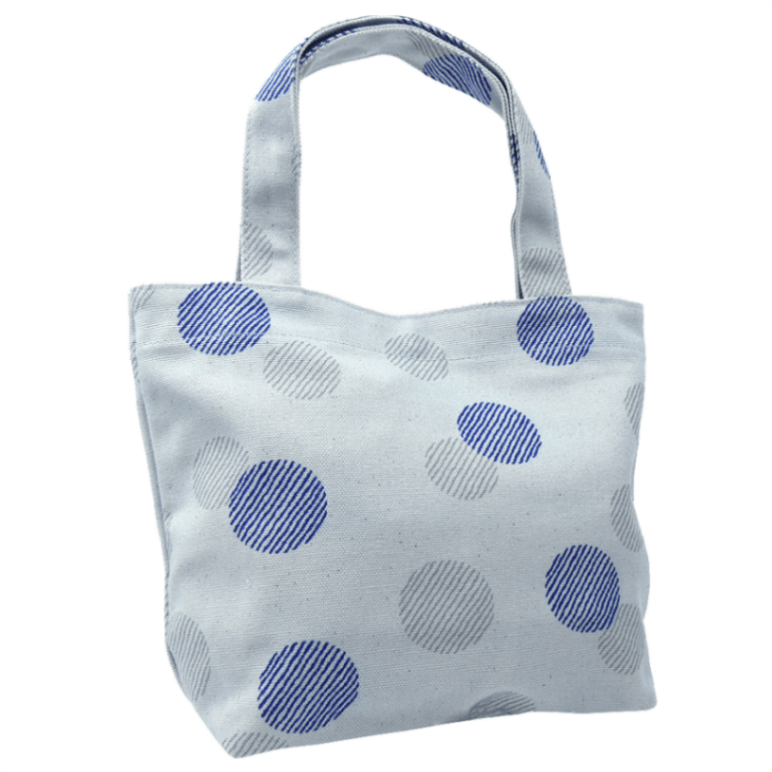 捺染帆布トート小　水玉縞隠れ