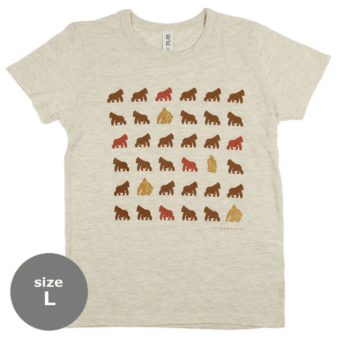 TシャツL　ドヤゴリラ　ベージュ