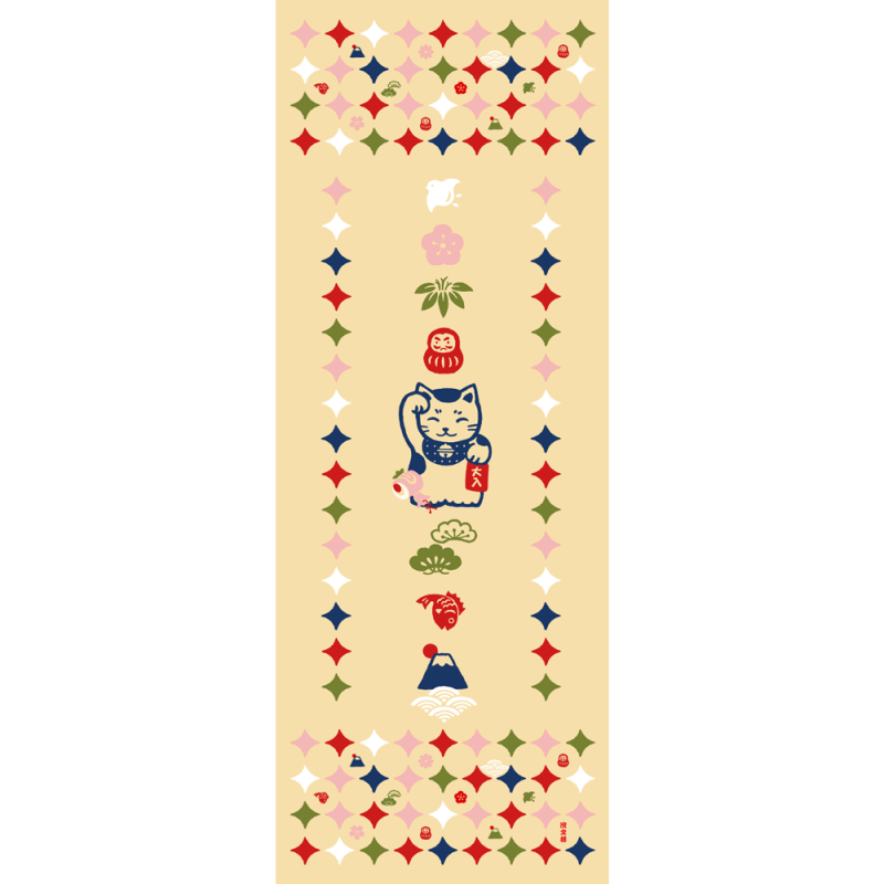 絵てぬぐい　お祝い招き猫
