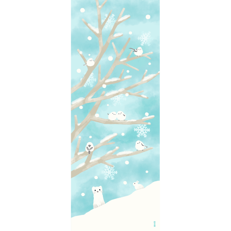 絵てぬぐい　雪あそび