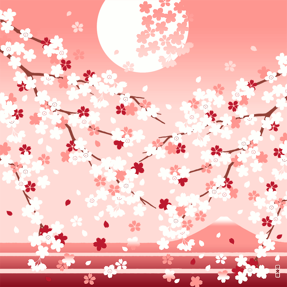 真作】//小島紫光/月下桜五重の塔図/古都の春/桐共箱付/布袋屋