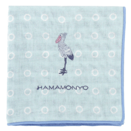 リバーシブルガーゼハンカチ　WAとハシビロコウ