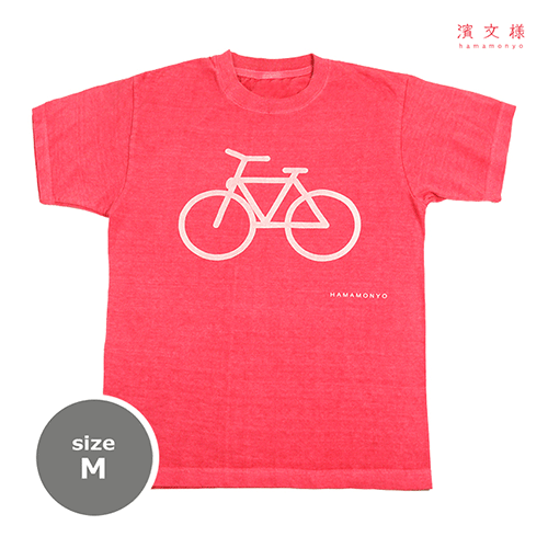 ピグメント染めTシャツＭ　自転車　ビビットピンク