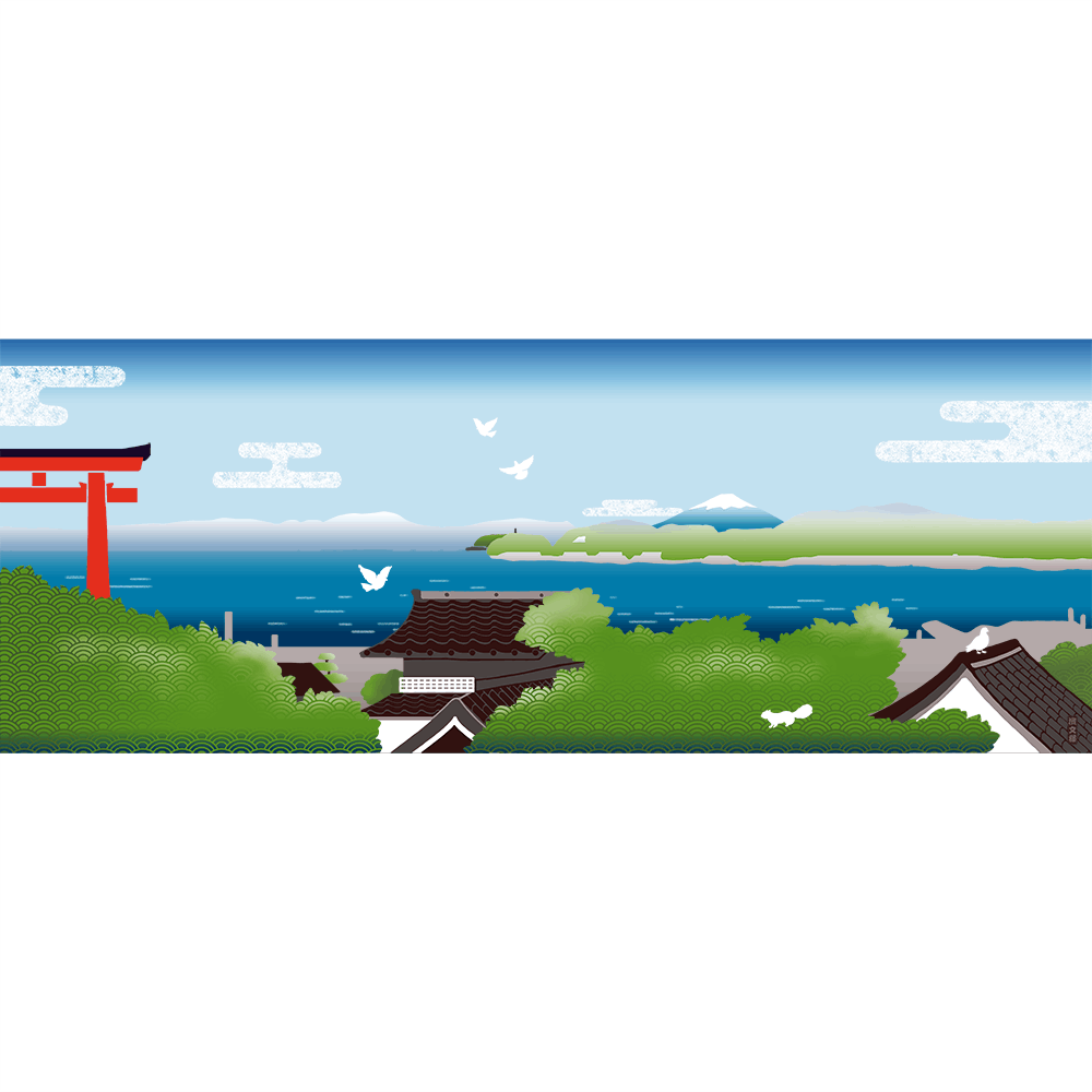 絵てぬぐい　湘南和景色