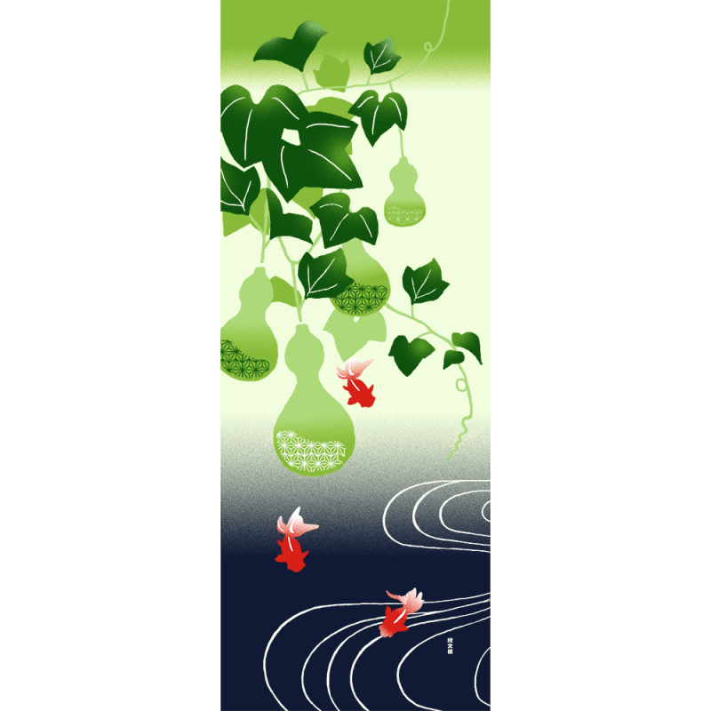 絵てぬぐい　涼ひょうたん