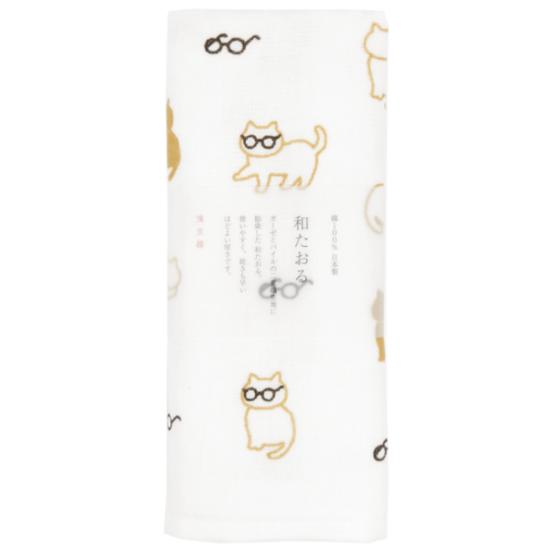 和たおるフェイス　ねこめがね