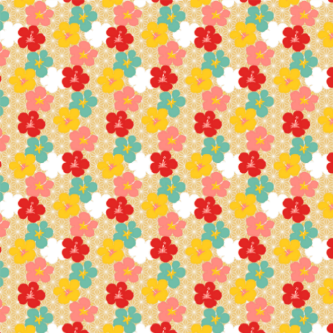 FUROSHIKIクロス　彩りハイビスカス