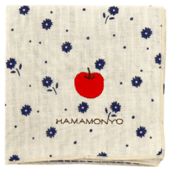 リバーシブルガーゼハンカチ　プチフラワーとアップル