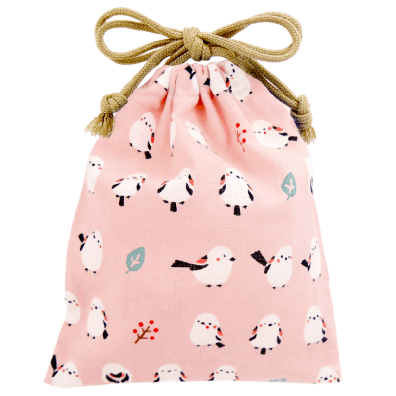 巾着小　ちゃんこいシマエナガ　ピンク