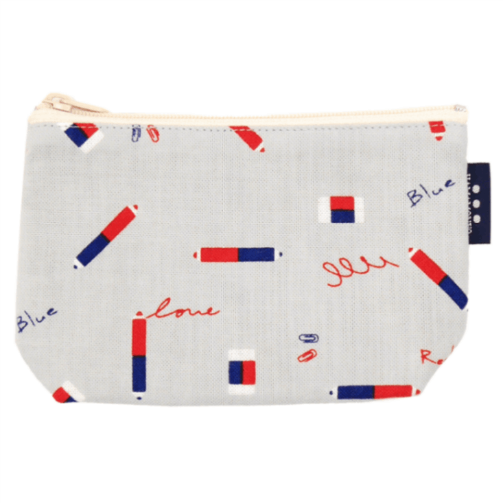 豆ポーチ　まめ赤青えんぴつ