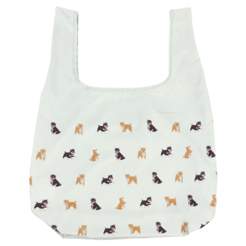 コンパクトエコバッグ　豆柴と黒柴