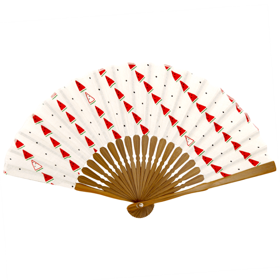 てぬぐい扇子　ななめ縞スイカ